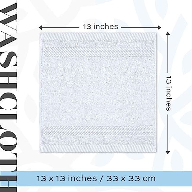 WhiteClassic Luxury Cotton Washcloths - Large Hotel Spa Bathroom