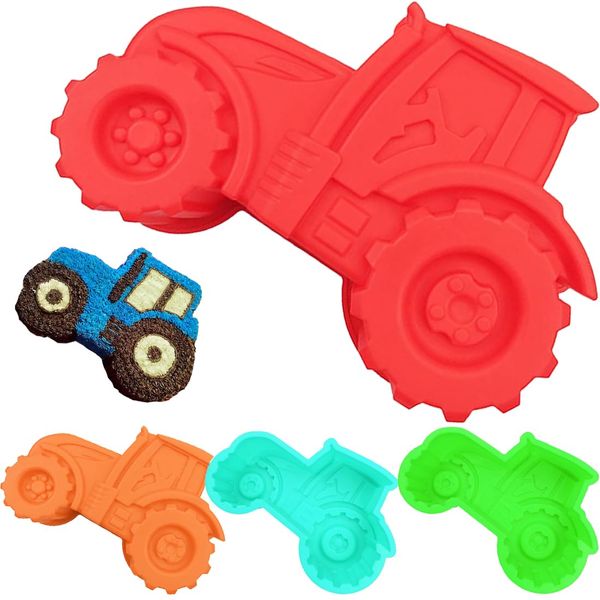 3D Traktor Backform, Traktor Silikon, Backform Traktor Silikonform, DIY Auto Kuchenform, Traktor Auto Backformen, Traktor Backform, Kann für Kuchen, Brote, Desserts Verwendet Werden(Zufällige Farben)
