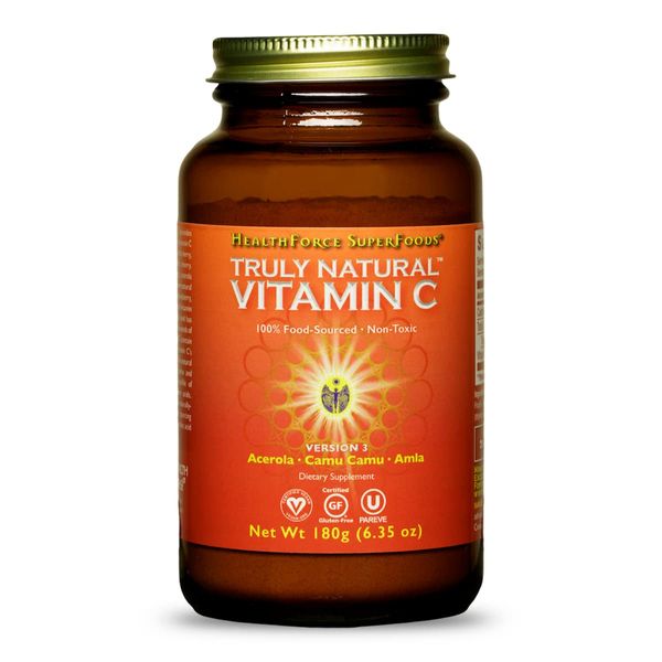 HEALTHFORCE SUPERFOODS Truly Natural Vitamin C - Immune Support Supplement with Camu Camu Berry - Vitamin C Supplement for Immune Health - Vegan, Non-GMO - 180 Grams, 30 Servings