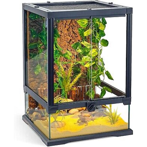 360° Clear View 12 Gallon 18x12.6x12.6 Glass Reptile Terrarium Suitable for Bear