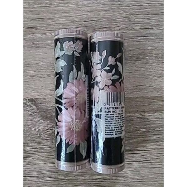 2 Vtg*Brewster*Wallpaper Borders Black*Pink Floral*5 Yards Ea* Pat#90977321 RN1B