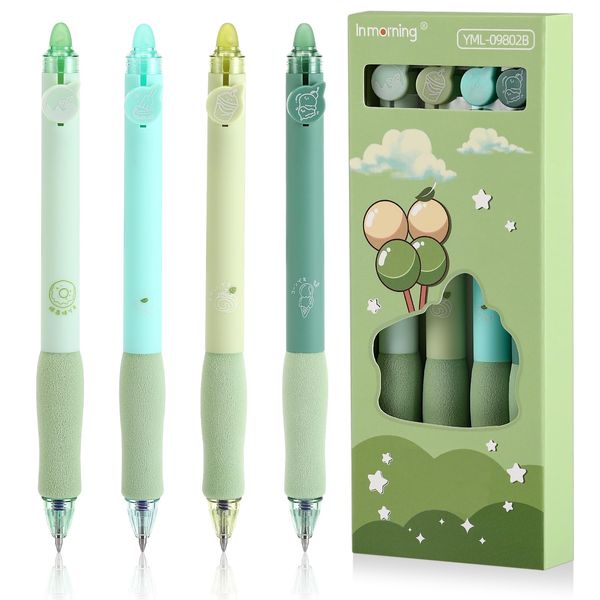 Auauraintt 4 Stück Radierbarer Kugelschreiber,Blau Radierbare Stifte,0.5mm Erasable Pen Set,Radierstifte Löschbare Gelstifte,Für Studenten Geschenk, Schul Bürobedarf