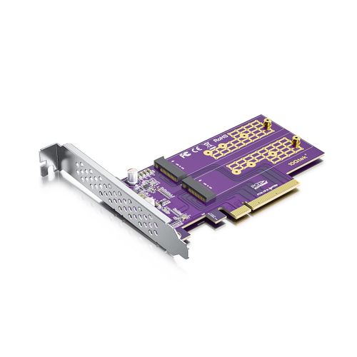 REDLUX PCIe 3.0 to NVMe (2) M.2 Adapter for M.2 (M Key) SSD, X8,Compatible with PCIe 3.0 Motherboards and Backward Compatible with PCIe 2.0 and PCIe 1.0