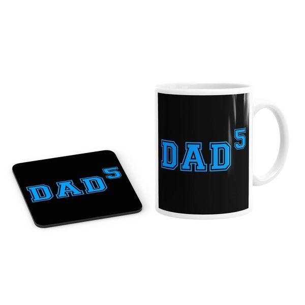 Dad of Five Mug and Coaster Gift Set Coffee Cup Tea