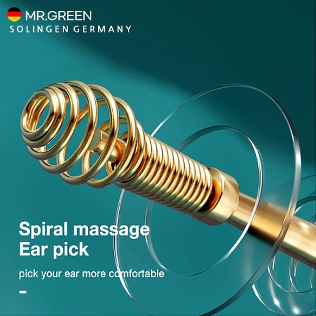 [MR.GREEN] Premium Spiral Spring Type Earpick Ear Cleaning Earpicker Earwax Removal (Germany's Highest Grade Medical Stainless Steel) Official Import, Same Day Delivery, 1 Piece, 1 Piece