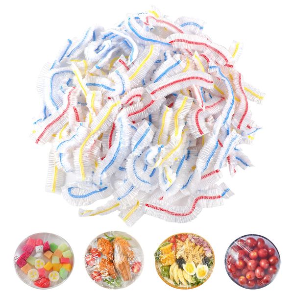 100 Pcs Fresh Keeping Bags, Food Covers Plastic Wrap Cover Elasticated Food Covers Cling Film Bag for Fruit Vegetables Food