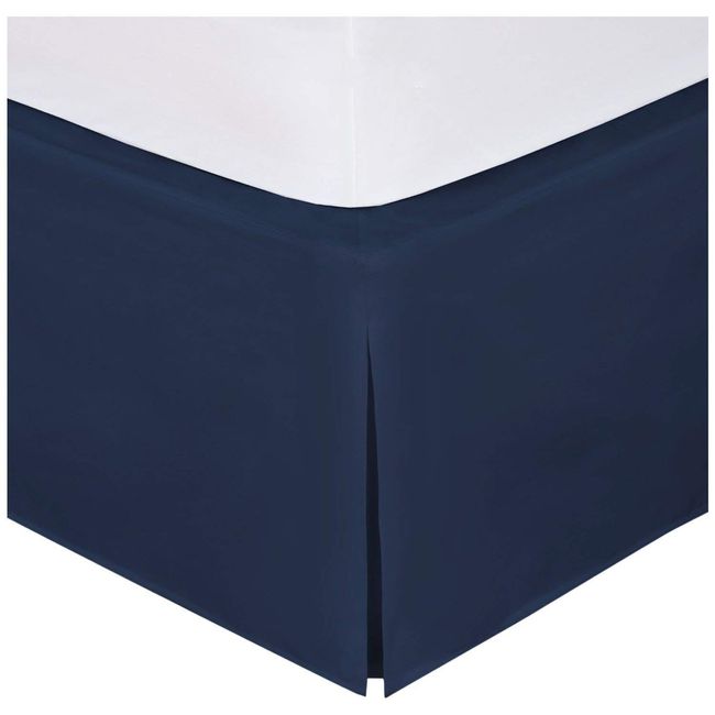 Full Size Luxury Tailored Bed Skirt 14" Drop Pleated Styling Dust Ruffled Solid Navy Blue New