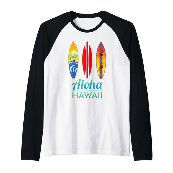 Aloha Hawaii Surfboards Surf Art Raglan Baseball Tee