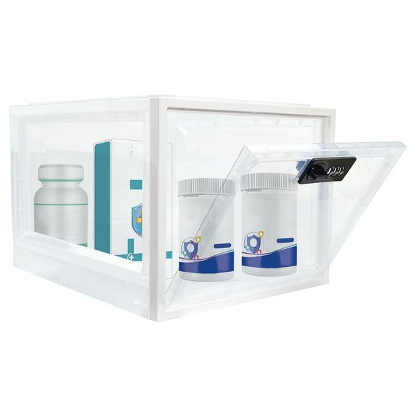 ADERTOS Abschließbare Boxen Transparent Kunststoffbox Schließbox mit Deckel Klein Verschließbare Box Zahlenschloss Plastikbox mit Code Aufbewahrungbox Schloss für Medizin, Lebensmittel Snack