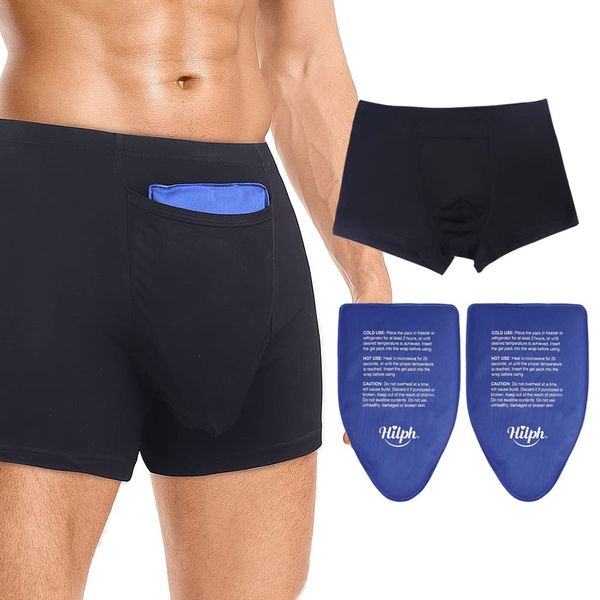 Hilph Vasectomy Underwear for Men, Vasectomy Gift for Men with 2 Cold Packs for Testicular Support Vasectomy Underware for Pain Relief, Breathable Soft Briefs Vasectomy Ice Pack for Men Recovery - L