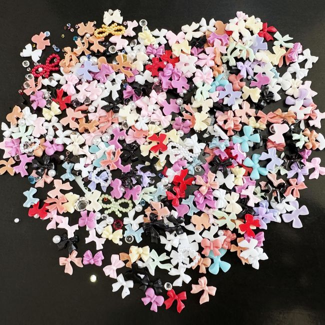 3D Nail Charms,About 400PCS Multi Shapes Random Mixed Nail Gems,Bow Bowknot Heart Nail Rhinestones Nail Pearls for Nail Art Decoration DIY Crafts Jewelry Accessories (Colrful)