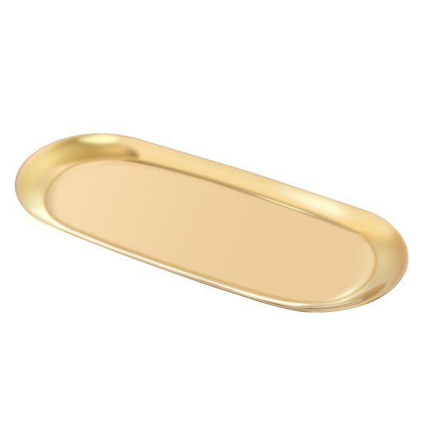 Gold Decorative Tray, Stainless Steel Jewelry Tray Towel/Vanity Tray Dish Plate Tray Tea/Fruit Storage Trays Cosmetics Jewelry Organizer, Gold, Oval