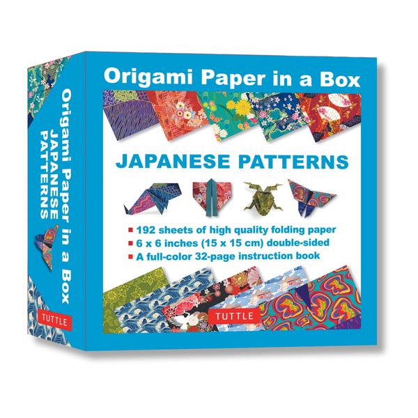 Origami Paper in a Box - Japanese Patterns: 192 Sheets of Tuttle Origami Paper: 6x6 Inch Origami Paper Printed with 10 Different Patterns: 32-page Instructional Book of 4 Projects