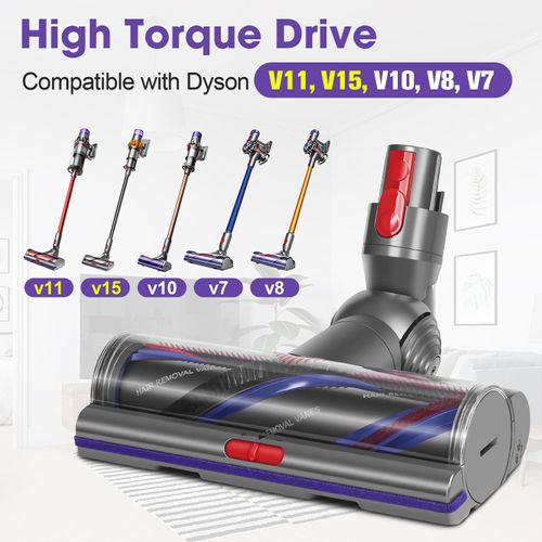 DrRobor V11 V15 High Torque Brush Head Replacement Compatible with Dyson V7 V8 V10 Vacuum Cleaner, Suction Control Anti-Tangle Deep Clean for Carpets & Hard Floor