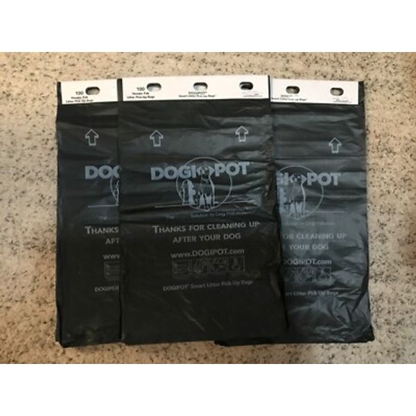 NEW~3 (100 Each) Dogi-Pot Header Paks 300 dog litter pick up bags for dispenser-