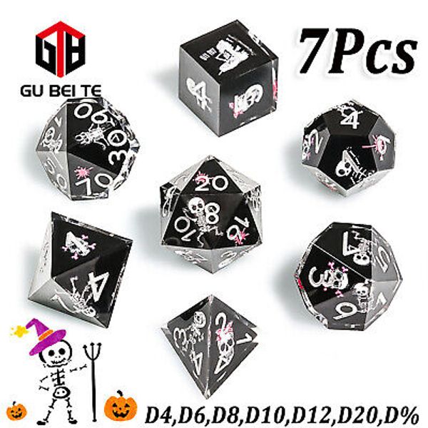 Skull Polyhedral Dice Set for Dungeons & Dragons DND RPG MTG Game Toy box 7Pcs