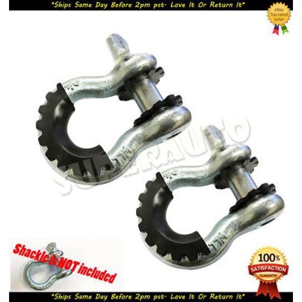 D-Ring Shackle 6pcs BLACK Isolators Off Road Kit 3/4" Pair SILENCER Clevis