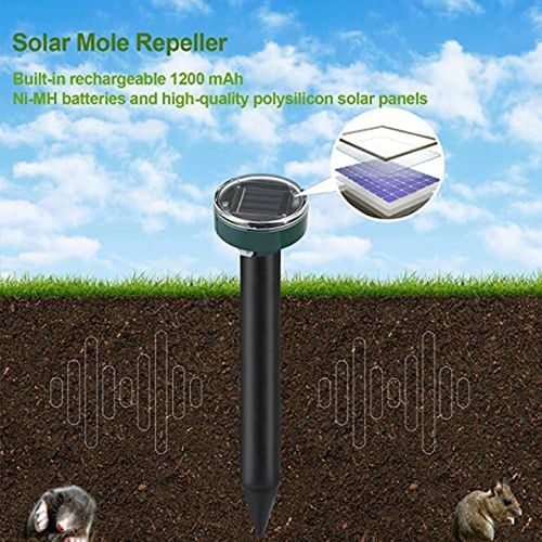 KEEPAQ Solar Mole Repellent Ultrasonic 4pcs, Waterproof Sonic Mole Deterrent Devices, Vole Mole Animals Repeller for Outdoor Lawn Garden Yards, Get Rid of Gophers Mouse Mole Rat Vole Snake and Rodent