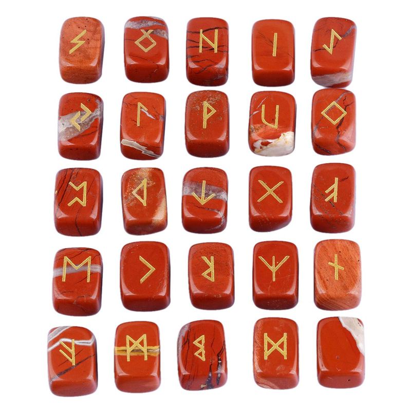 KYEYGWO Red Jasper Witches Runes Set, Rune Stones with Engraved Elder ...