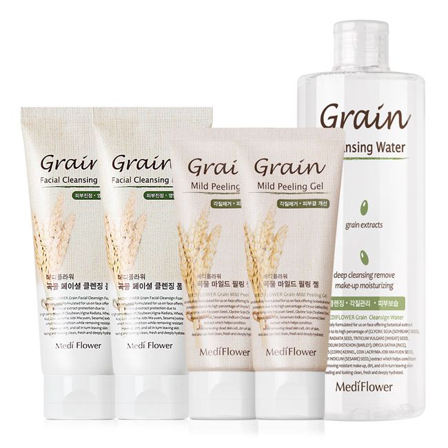 Mediflower Grain Cleansing Set (2 grain cleansing foams + 2 grain mild peeling gels + 1 grain facial cleansing water)