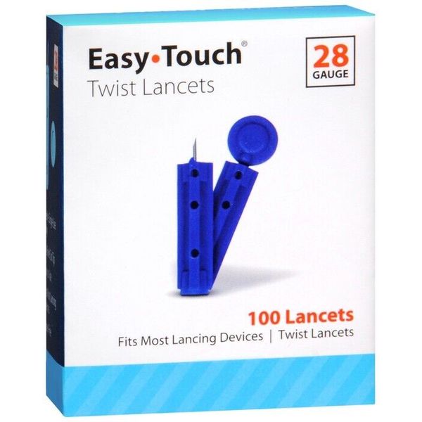 Easy Touch Twist Lancets Triple Bevel Cut Sterile Latex Free  28 G 100 ct