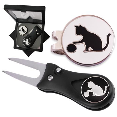 Adhere Golf Marker & Green Fork, Markers with Removable Double Sided Enamel Magnetic Hat Clip Green Fork Set Unique Golf Accessories Golfer Gift