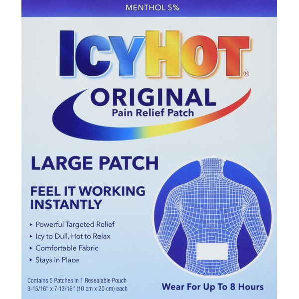 Icy Hot Medicated Patch Extra Strength Pain Relief Patch for Back or Large Area, 5 Count