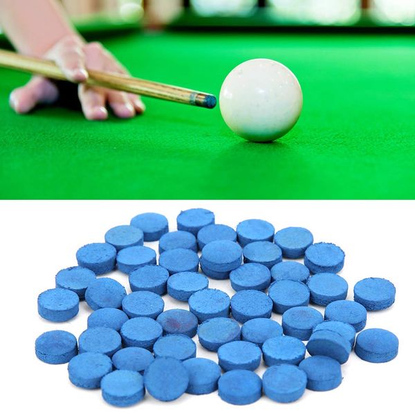 Alomejor Billiards Cue Tip 50pcs Snooker Cue Tips Billiard Pool Stick Replacement Tips Blue Pool Cues for Billiards Snooker Accessory(13mm)