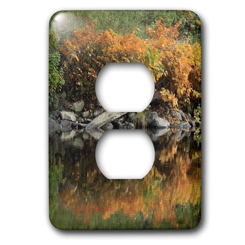 3dRose TDSwhite – Fall Seasonal Nature Photos - Pretty Autumn Colors Fall Lake Reflection - 2 plug outlet cover (lsp_321848_6)