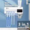 UV Light 4 Toothbrush Holder Electric Cleaner Automatic Toothpaste Dispenser New