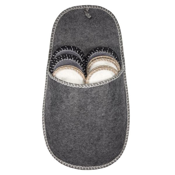 YISHU 6er Set Gästehausschuhe Hochwertig Filz Pantoffeln mit Antirutsch Sohle Unisex Größe 38/44 Passend für Viele Gäste (Glatt)