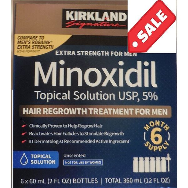 SALE! 6 month Supply Kirkland 5% Extra Strength Men Hair Regrowth NEW