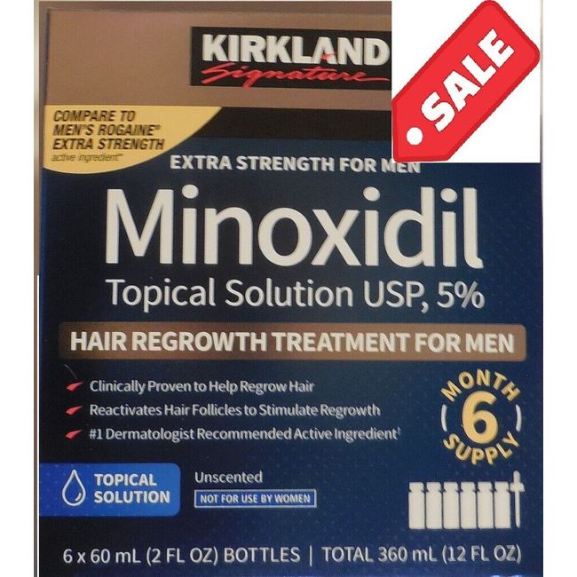 SALE! 6 month Supply Kirkland 5% Extra Strength Men Hair Regrowth NEW