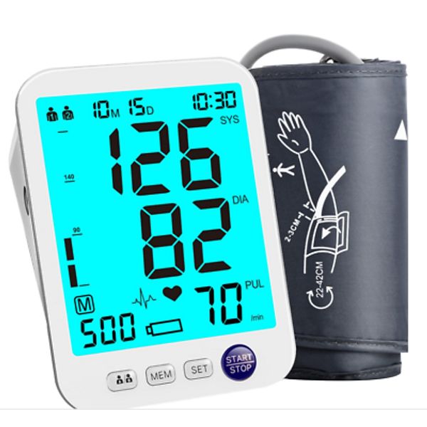 Blood Pressure Monitor Upper Arm Large LED Backlit 1000 Sets Memory