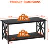 Farmhouse Style Coffee Table Rectangular Space Saving w/ Storage Shelf Black 39"