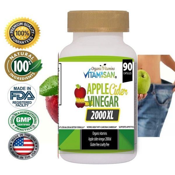 HIGH POTENCY APPLE CIDER VINEGAR 2000mg Serving PURE DIET WEIGHT LOSS