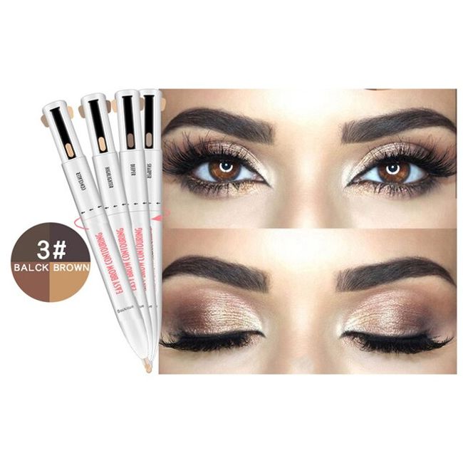 Bright Color Honey Skin 4in1 Rotating Eyebrow Pencil Waterproof Microblading Pen Tint Tattoo Makeup Cosmetics Natural and Long Lasting