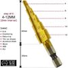 3Pcs Drill Bit Set Titanium Nitride Coated Steel Step Quick Change 1/4 Shank HSS