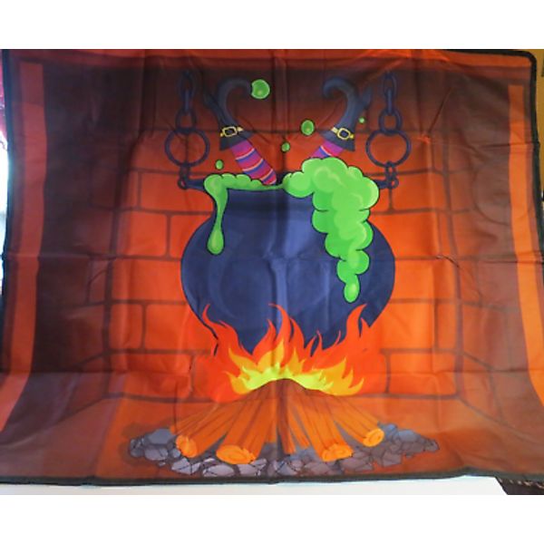 MOCOOS Magnetic Fireplace Cover Draft Stopper Halloween Cauldron 39" x 32"