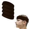 Couver Terry Solid Color Headband/Sweatband, 4 Pieces, Dark Brown