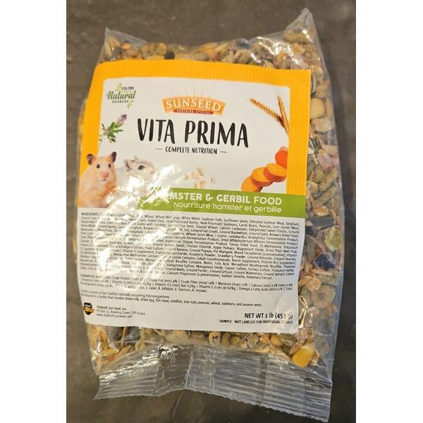 Sunseed Vita Prima Hamster/ Gerbil Food 1 Lb All Natural Bag Complete Nutrition