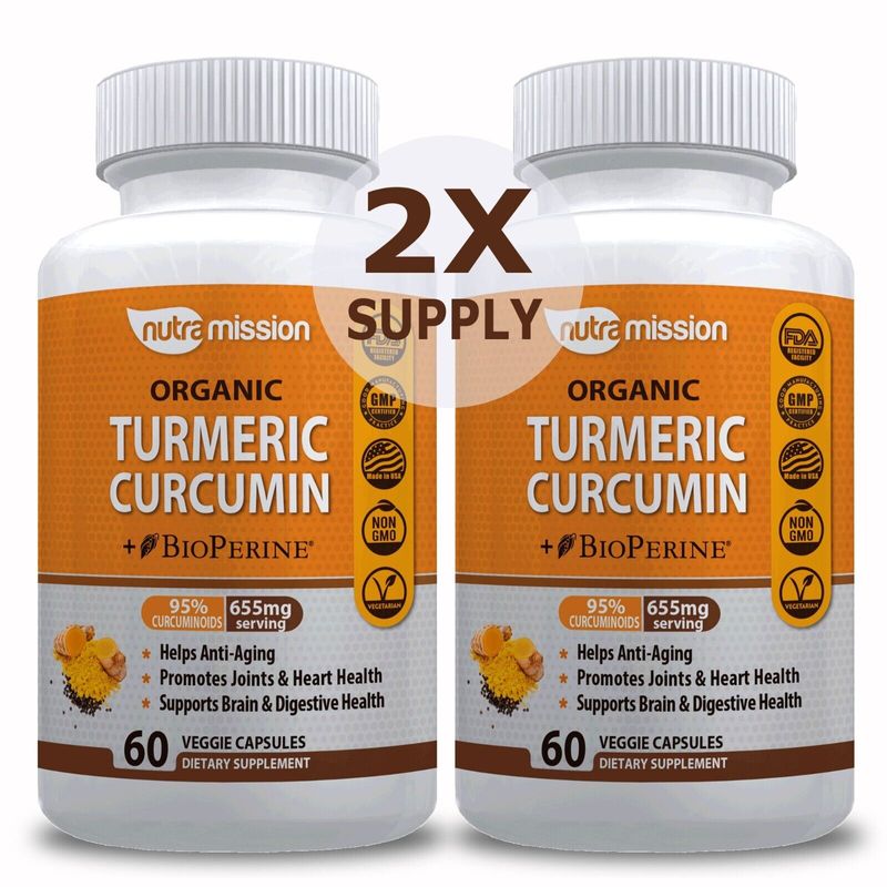 Turmeric Curcumin with BioPerine Capsules Joint Pain Relief, Heart ...