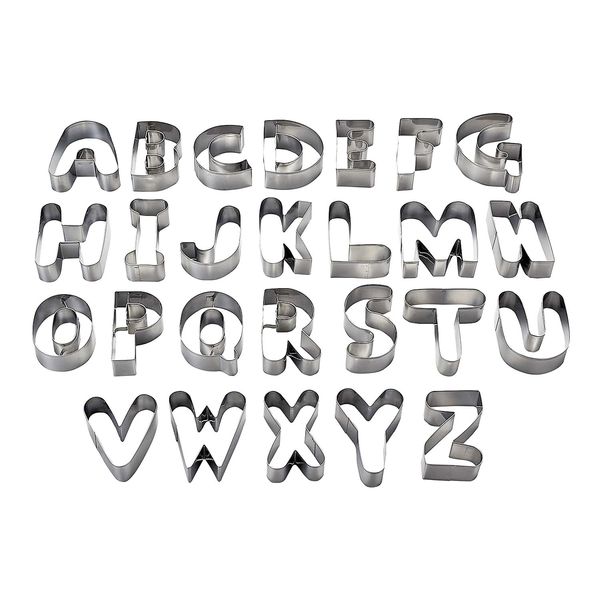 Pearl Metal D-3099 Cookie Cutter, Alphabet 26 Piece Set, Stainless Steel