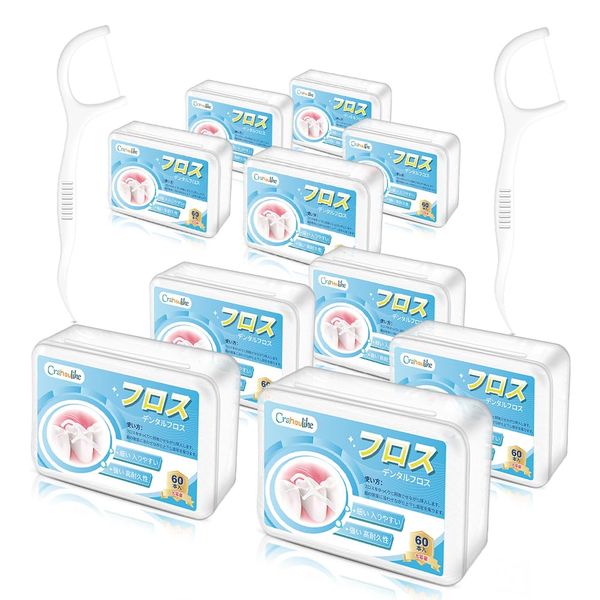 600 Pcs Floss Teeth Strong Thin Dental Floss & Pick, High Durability, Water Floss, Portable, Large Capacity, Interdental Floss, Easy to Enter Between Narrow Teeth, Tooth Floss, Interdental Care (60