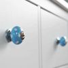 Nicola Spring Ceramic Cupboard Drawer Handle Knobs - Polka Dot Design - Light Blue/White - Pack of 12