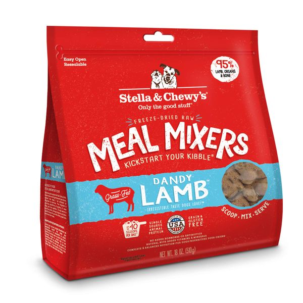 Stella & Chewy's Freeze Dried Raw Dandy Lamb Meal Mixer – Dog Food Topper for Small & Large Breeds – Grain Free, Protein Rich Recipe – 18 oz Bag