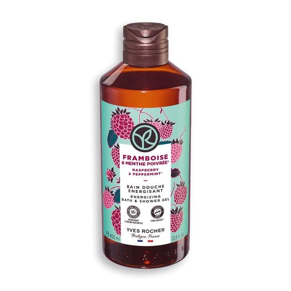 Yves Rocher Energizing Bath and Shower Gel, Raspberry Peppermint, 400ml