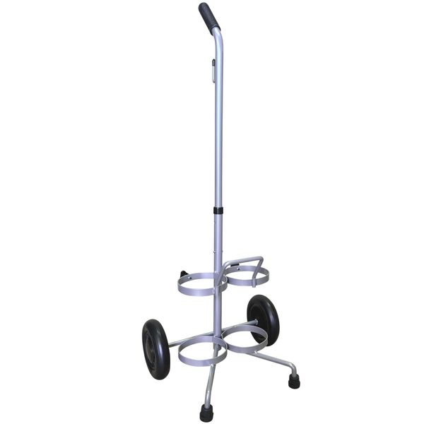 4pk Dual D/E Oxygen Cylinder Cart w/Adjustable Handle & Durable Powder-Coated