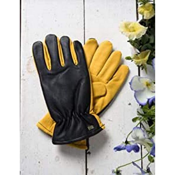 Gold Leaf DRY TOUCH Deluxe Leather Comfortable RHS Gardening Gloves - Gents Size - Great Gift