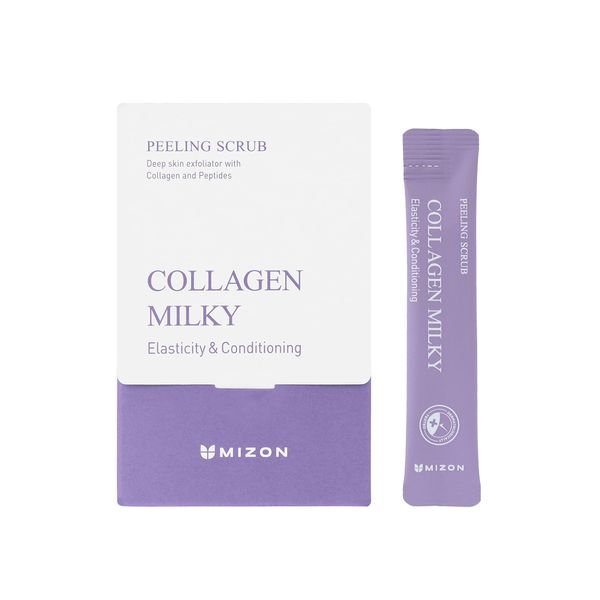 MIZON Peeling Scrubs with Collagen, Baking Powder, and Peptides, Gentle exfoliation, and skin elasticity. (40 pouches / 7oz)